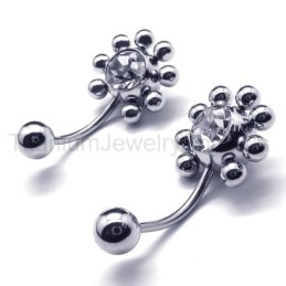 Brincos De Diamante Incrustados Em Titânio Com Girassol