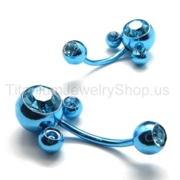 Brincos De Diamante Incrustados Em Titânio Com Flor Azul