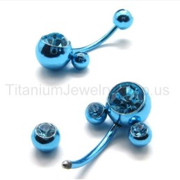 Brincos De Diamante Incrustados Em Titânio Com Flor Azul