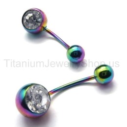 Brincos De Diamante Incrustados Em Titânio Mini Colorido