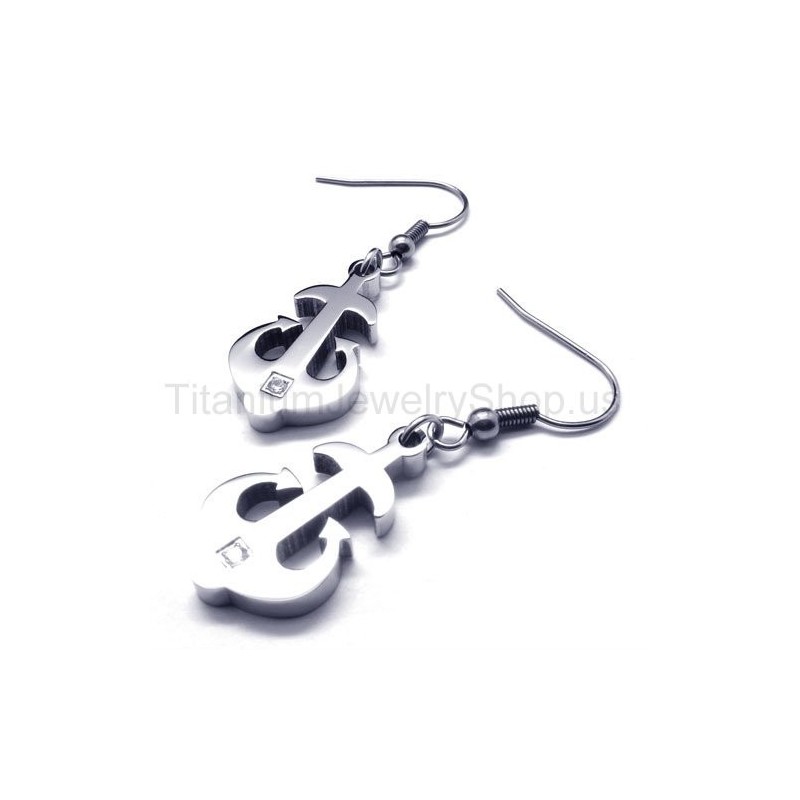 Brincos De Âncora De Titânio E Prata Brincos De Âncora De Titânio E Prata