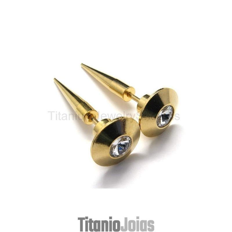 Brincos De Titânio Com Tachas Douradas Brincos De Titânio Com Tachas Douradas