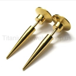 Brincos De Titânio Com Tachas Douradas