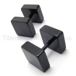 Brincos De Barra Em Titânio Preto