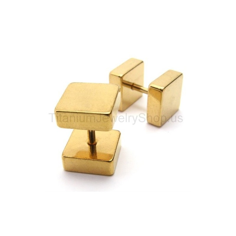 Brincos De Barra De Titânio Dourado