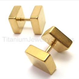 Brincos De Barra De Titânio Dourado