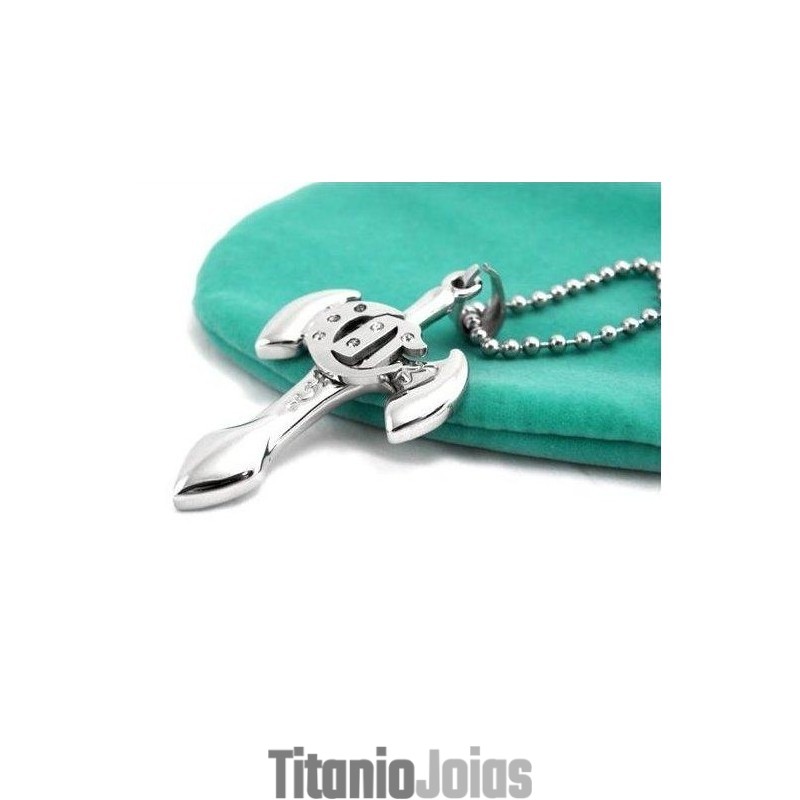 Colar Com Pingentes De Titânio Puro Masculino Com Espada E Cruz Colar Com Pingentes De Titânio Puro Masculino Com Espada E Cruz