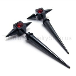 Brincos De Diamante Vermelho E Titânio Preto