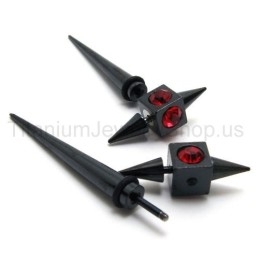 Brincos De Diamante Vermelho E Titânio Preto