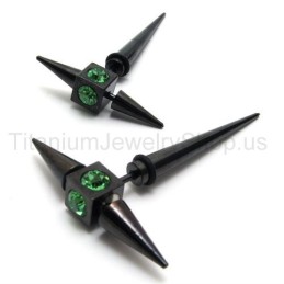 Brincos De Diamante Verde E Titânio Preto