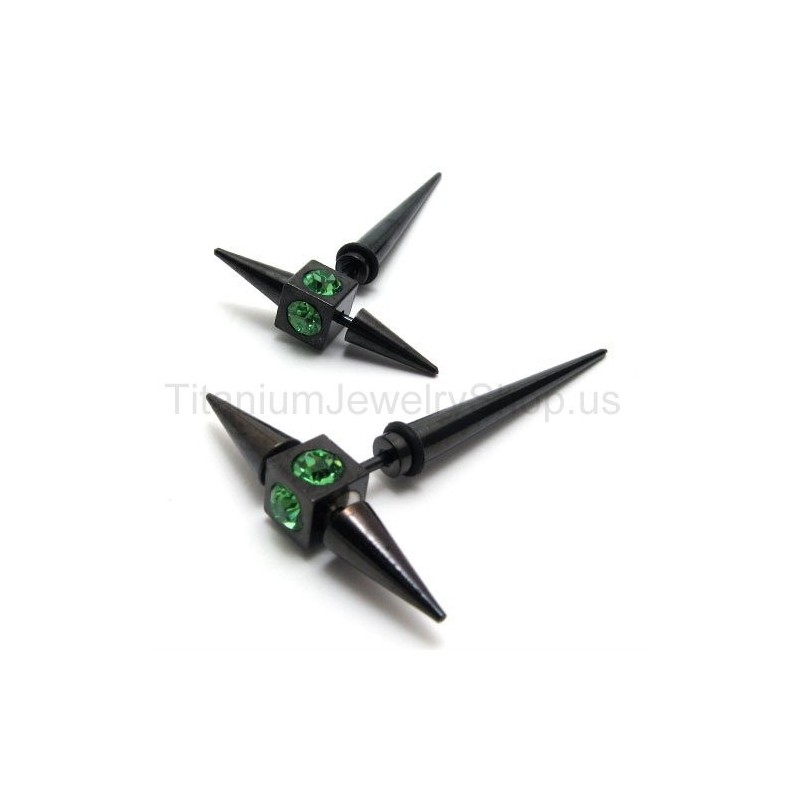 Brincos De Diamante Verde E Titânio Preto Brincos De Diamante Verde E Titânio Preto