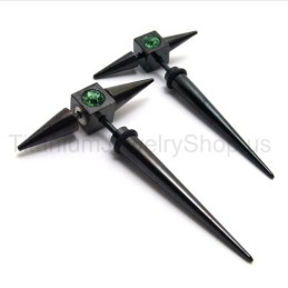 Brincos De Diamante Verde E Titânio Preto