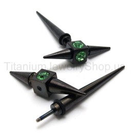 Brincos De Diamante Verde E Titânio Preto