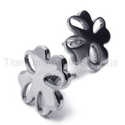 Brincos De Titânio Com Flor De Prata