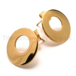 Brincos De Titânio Com Argola Dourada
