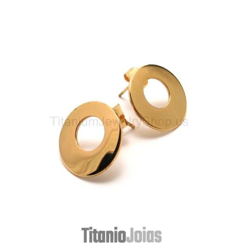 Brincos De Titânio Com Argola Dourada Brincos De Titânio Com Argola Dourada