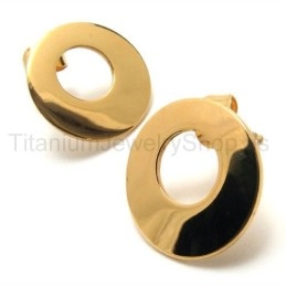 Brincos De Titânio Com Argola Dourada