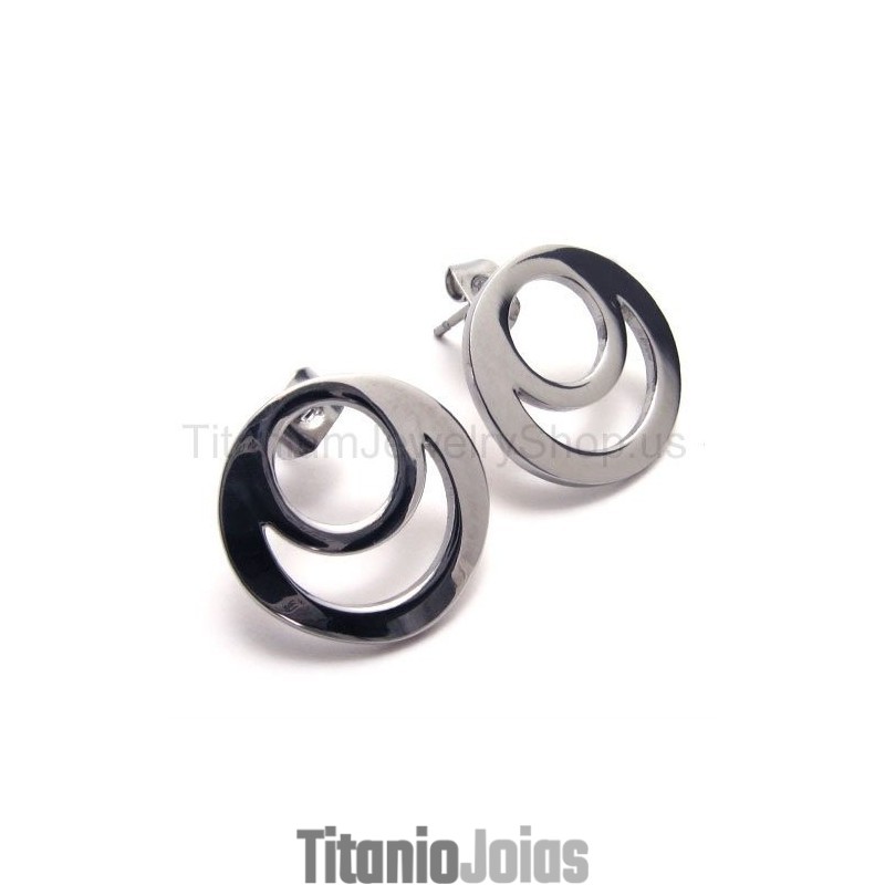 Brincos De Titânio De Duas Argolas De Prata Brincos De Titânio De Duas Argolas De Prata