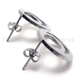 Brincos De Titânio De Duas Argolas De Prata