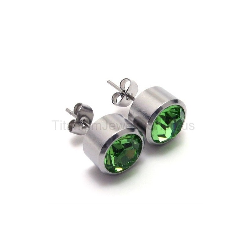 Brincos De Diamante Verde E Titânio Em Tanque De Prata