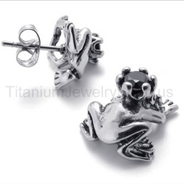 Brincos De Titânio Retrô Frog Prince