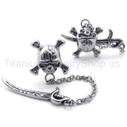 Brincos De Titânio Com Espada E Caveira