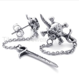 Brincos De Titânio Com Espada E Caveira