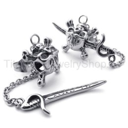 Brincos De Titânio Com Espada E Caveira