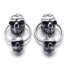 Brincos De Titânio Com Caveira Dupla Face