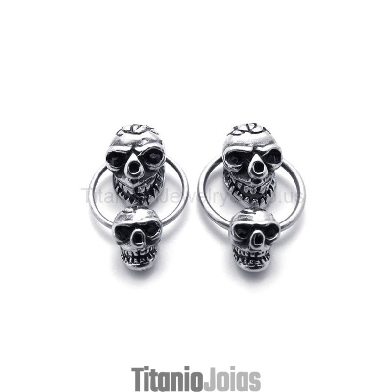 Brincos De Titânio Com Caveira Dupla Face Brincos De Titânio Com Caveira Dupla Face