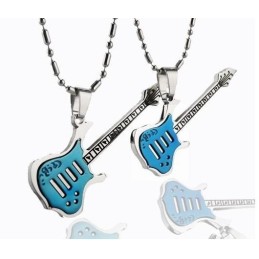 1 Par De Pingentes De Colar De Titânio Puro Para Casais Guitarra