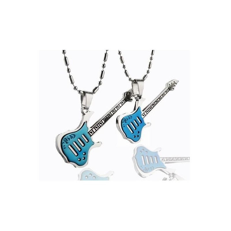 1 Par De Pingentes De Colar De Titânio Puro Para Casais Guitarra 1 Par De Pingentes De Colar De Titânio Puro Para Casais Guitarra