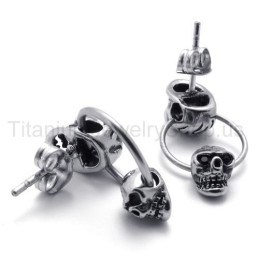 Brincos De Titânio Com Caveira Dupla Face
