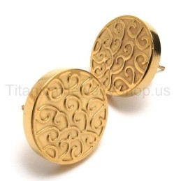 Brincos De Titânio Dourado Gravados