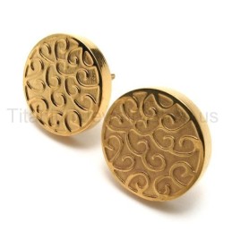 Brincos De Titânio Dourado Gravados