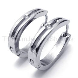 Brincos De Prata Smart Titanium Com Diamantes Incrustados