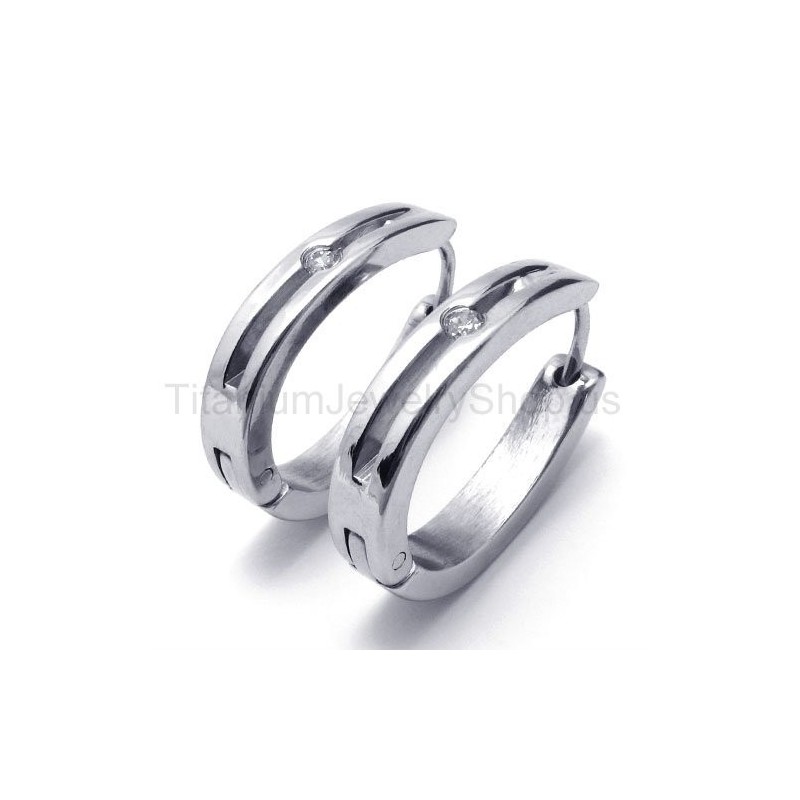 Brincos De Prata Smart Titanium Com Diamantes Incrustados Brincos De Prata Smart Titanium Com Diamantes Incrustados