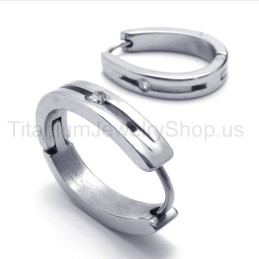 Brincos De Prata Smart Titanium Com Diamantes Incrustados