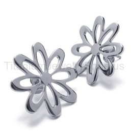 Brincos De Titânio Com Flor De Prata