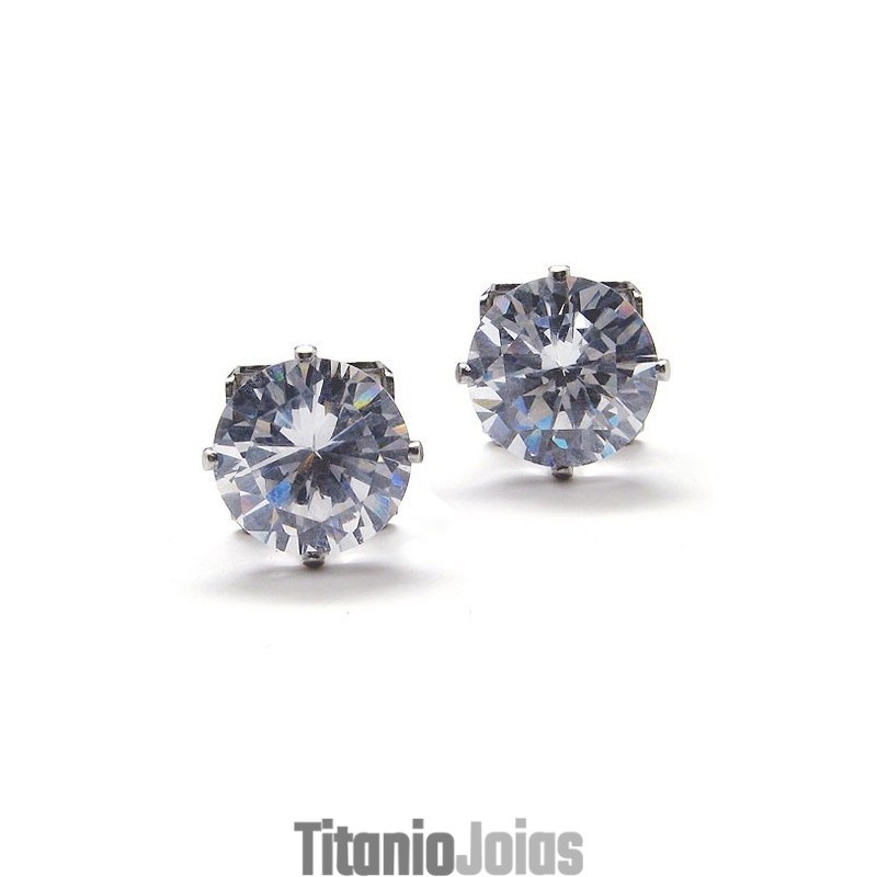 Brincos De Titânio Com Diamantes Incrustados Brincos De Titânio Com Diamantes Incrustados