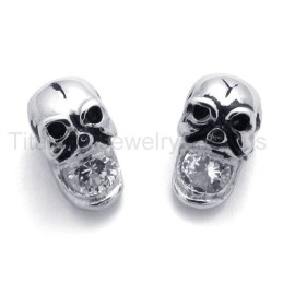 Brincos De Titânio Com Caveira De Diamante Incrustada