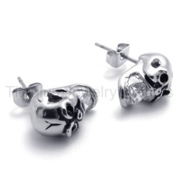 Brincos De Titânio Com Caveira De Diamante Incrustada