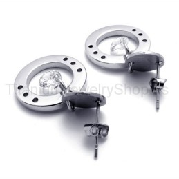 Com Brincos De Argola De Titânio Com Diamante