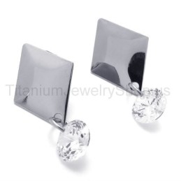 Brincos De Prata Com Diamante E Titânio