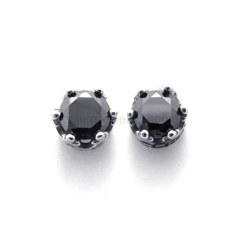 Brincos Retro Crown Titanium