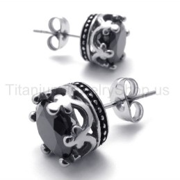Brincos Retro Crown Titanium