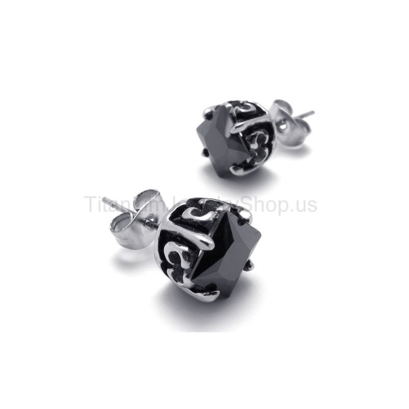 Brincos De Titânio Pretos Retrô Bud