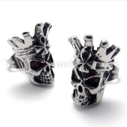 Brincos De Titânio Com Caveira De Olhos Vermelhos