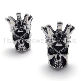 Brincos De Titânio Com Caveira De Olhos Brancos