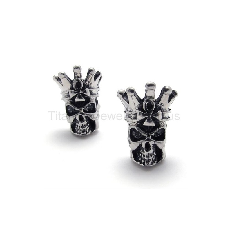 Brincos De Titânio Com Caveira De Olhos Brancos Brincos De Titânio Com Caveira De Olhos Brancos